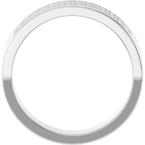 14K White Gold 3/8 CTW Natural Diamond Double Row Tapered Band