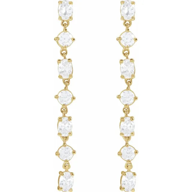 Luminous Layers: 1.15ctw Round and Oval Diamond Dangle 14k Yellow Gold