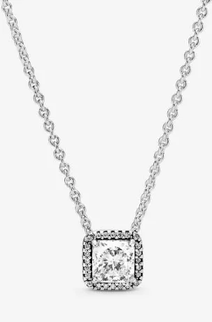 Sparkling Square Halo Pendant