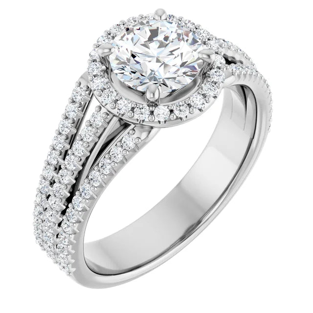 2 1/2cttw Round Cut Split Shank French Halo