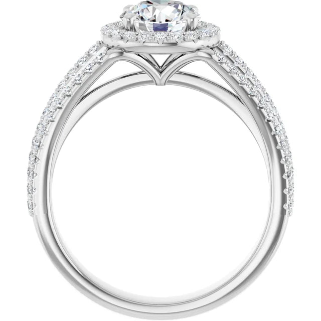 2 1/2cttw Round Cut Split Shank French Halo