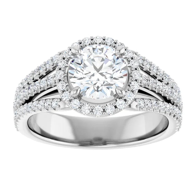 2 1/2cttw Round Cut Split Shank French Halo