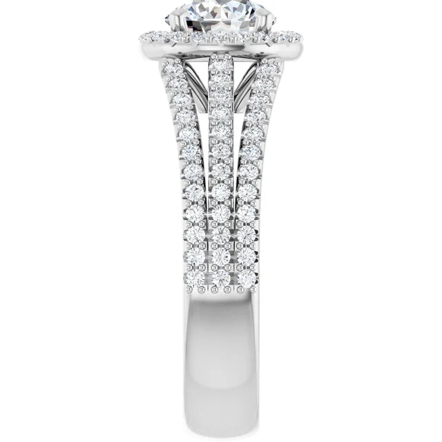 2 1/2cttw Round Cut Split Shank French Halo