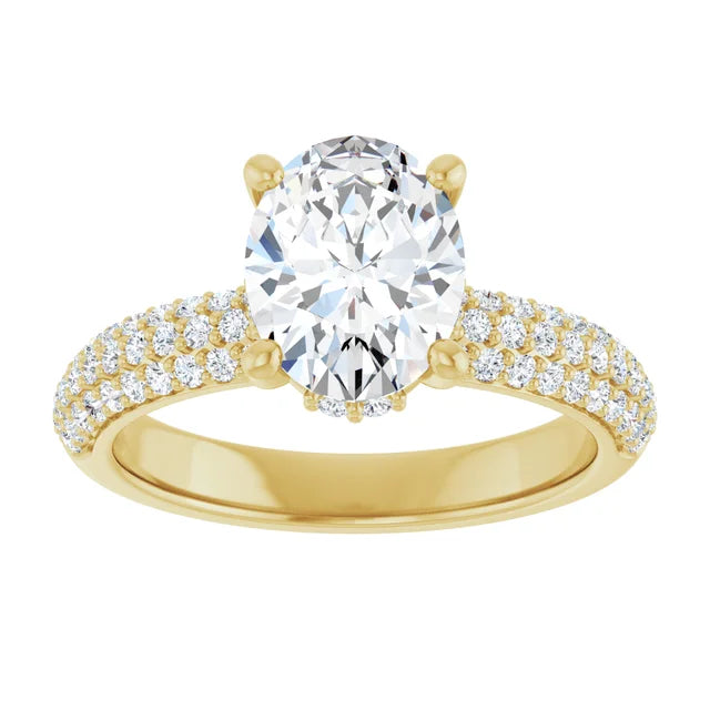 10K Yellow Gold Pavé Hidden Halo