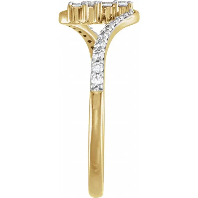 14K Yellow Gold 1/4 CTW Lab-Grown Diamond Cross Ring