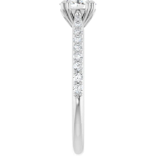 10K White Gold Oval Accented Engagement Ring