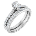 10K White Gold Oval Accented Engagement Ring
